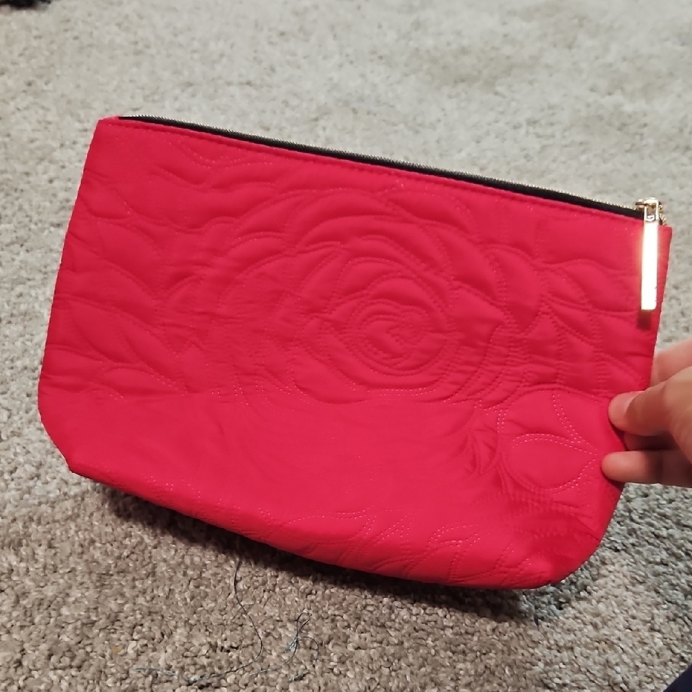Lancome Elegant Red Quilted Makeup Bag